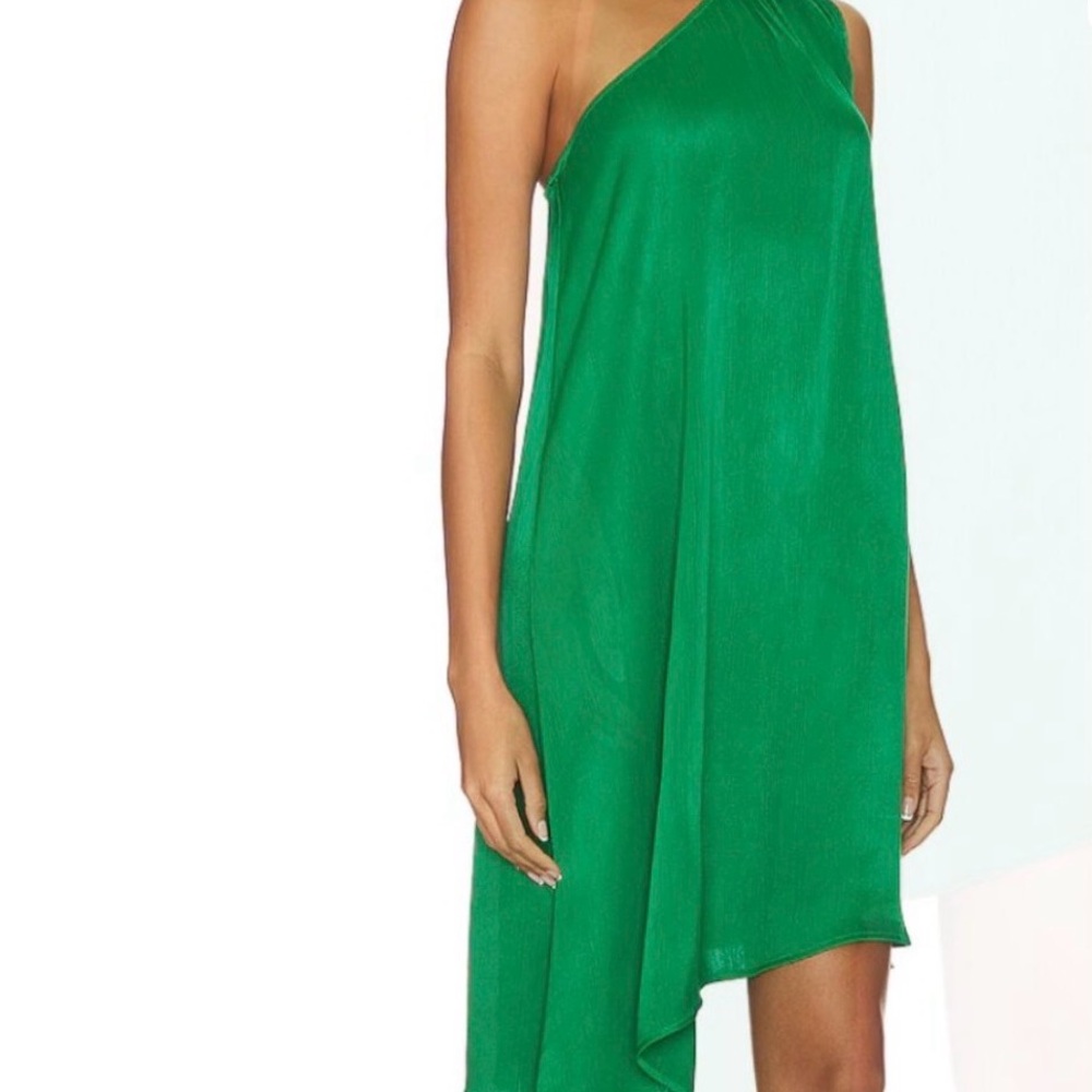 Asymmetrical One-Shoulder Green Dress